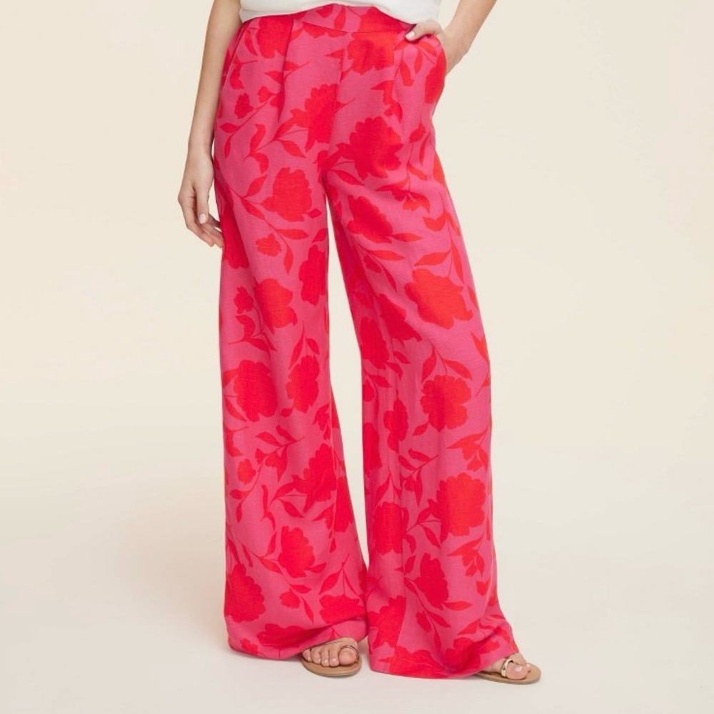 Kate Spade Pink Floral Wide-Leg Pants